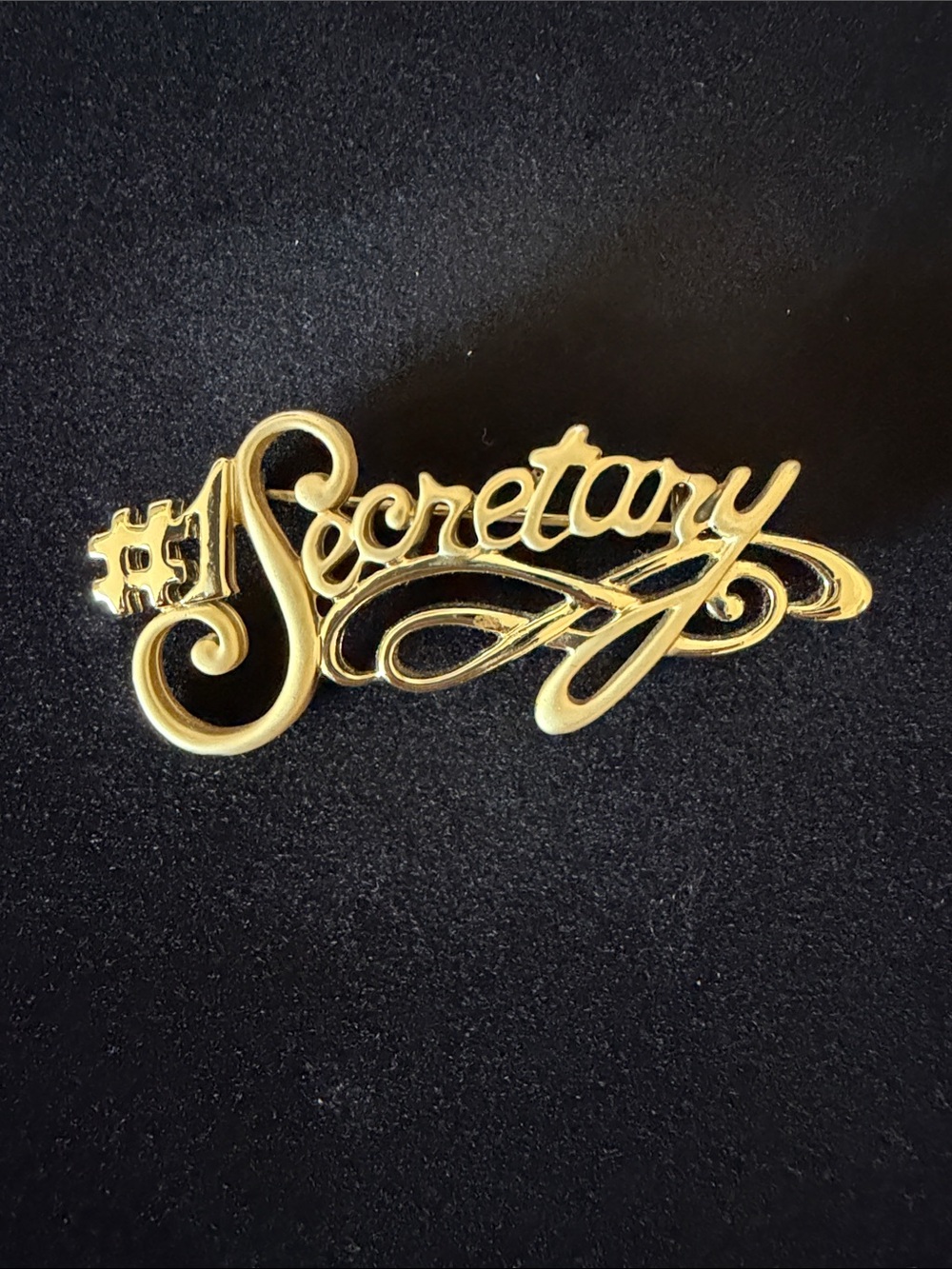 #1 Secretary Gold-Tone Script Pin Brooch